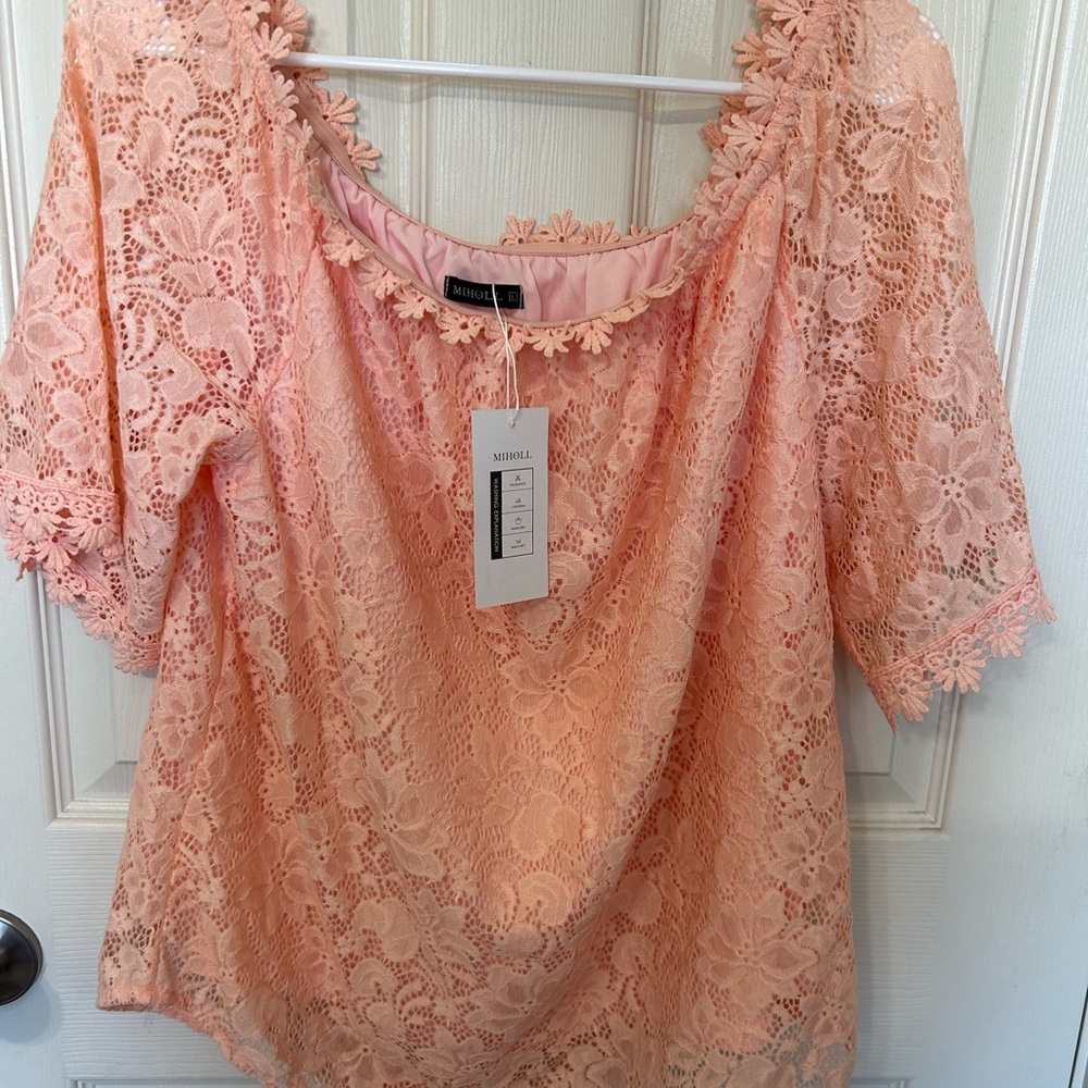 Elegant Peach Lace Blouse